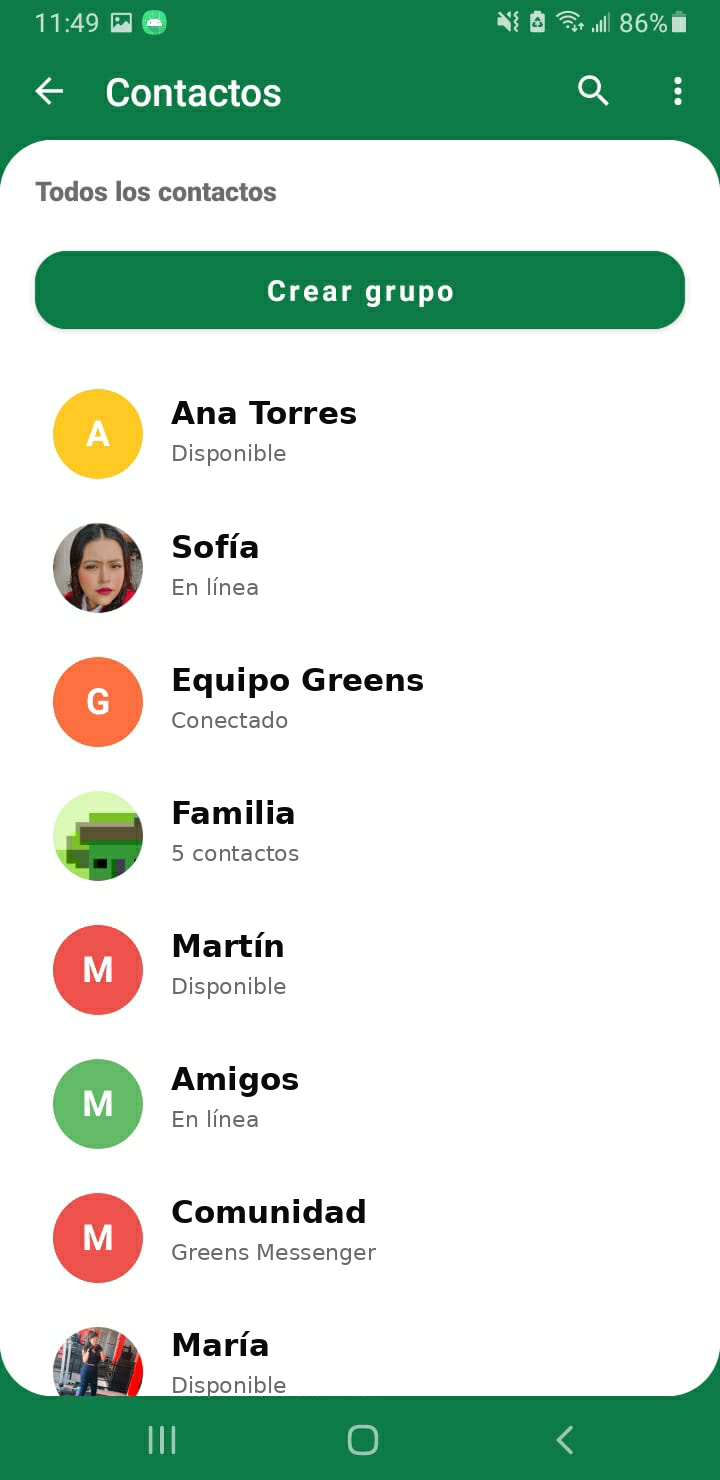 Contactos de Greens